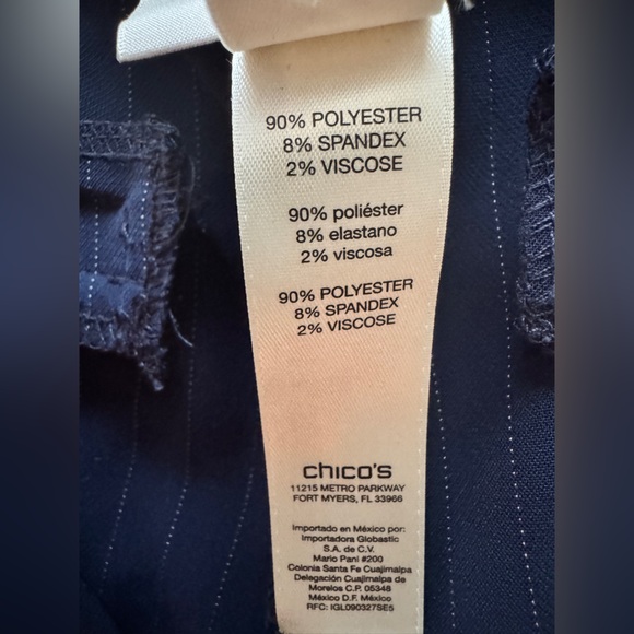 Chico's Blue + White Pinstrip Classic Straight-Leg Cut Trousers - Picture 7 of 15